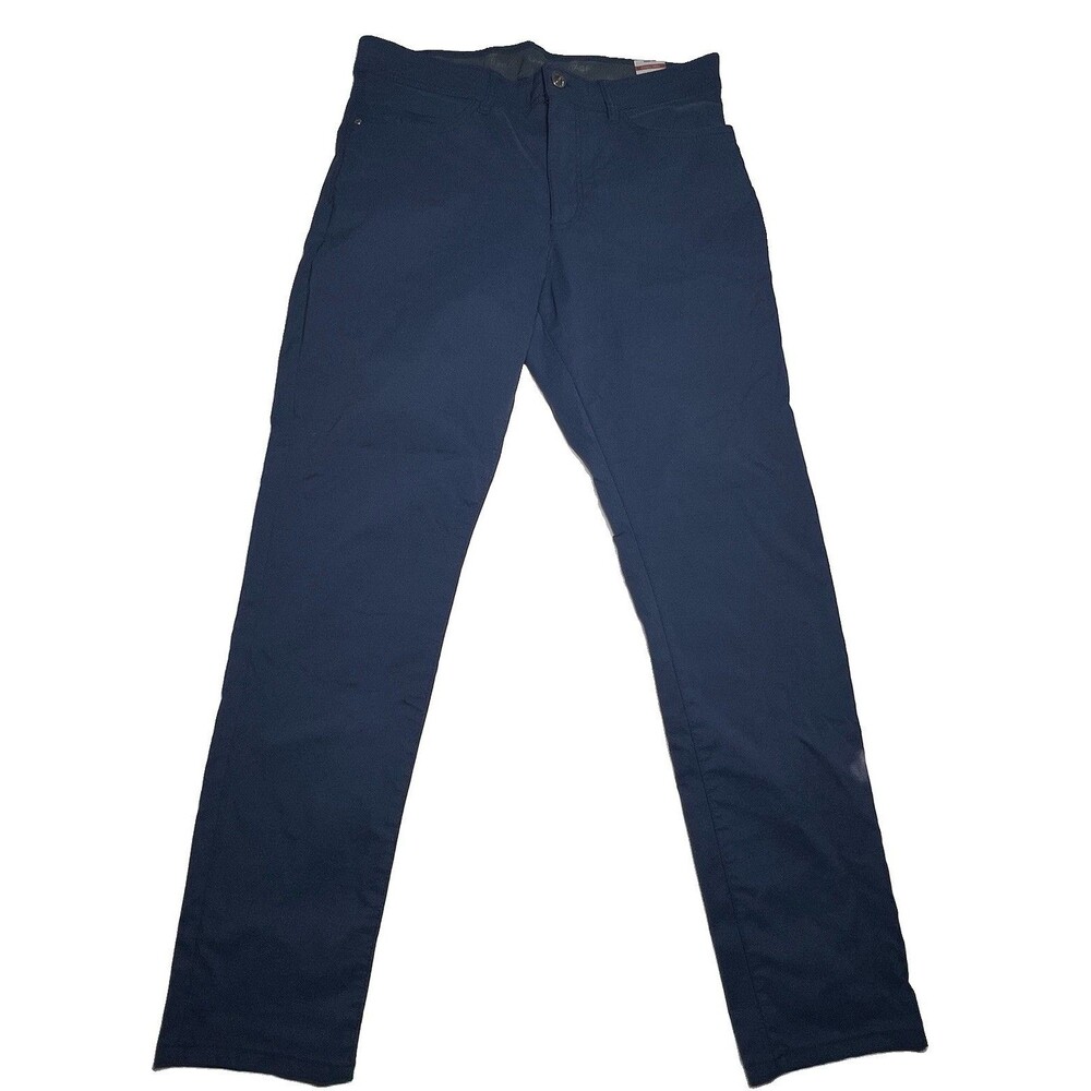 Weatherproof Vintage Mens 34x34 Blue Nylon Spandex Stretch 5 Pocket Pants Bk Zip